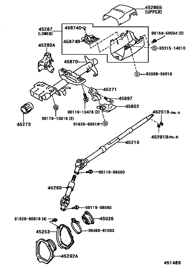 Toyota RAV4 Steering Column & Shaft EPC diagram — 451489