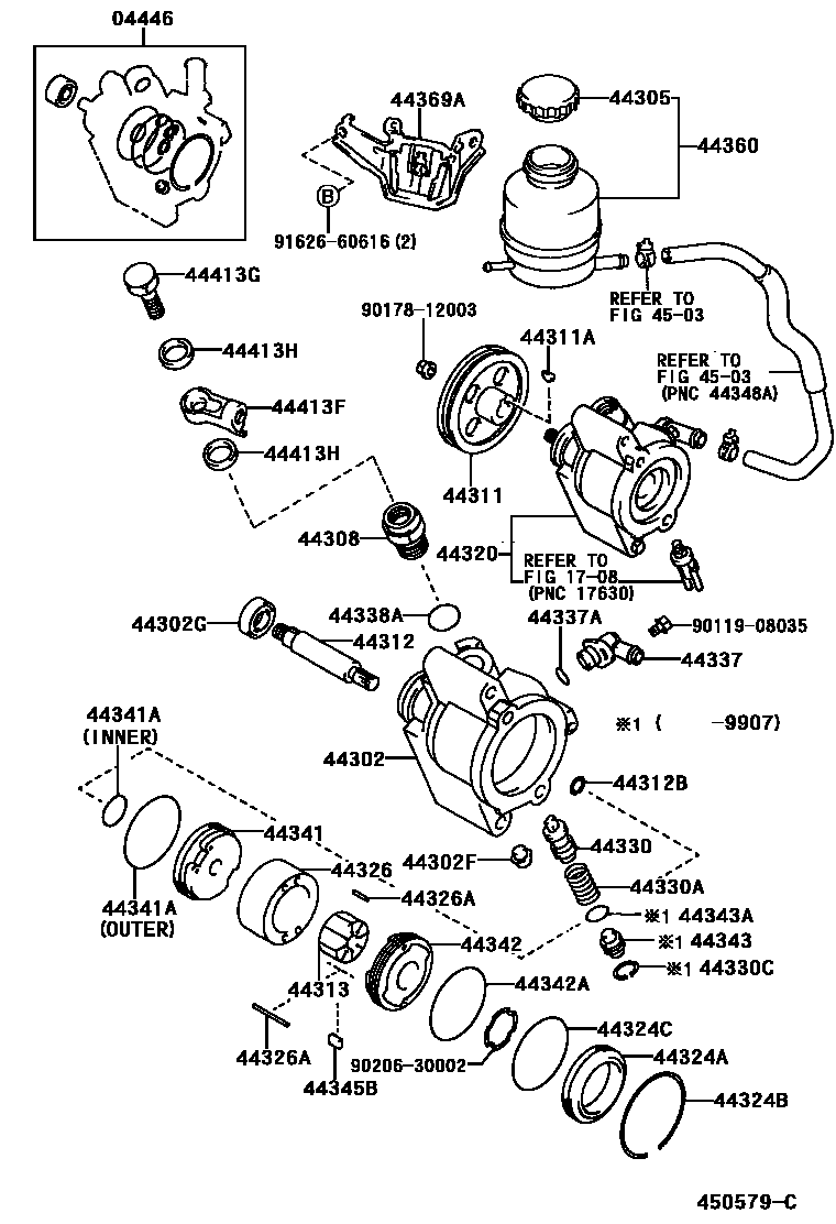 Toyota RAV4 叶片泵和储油罐(动力转向) EPC diagram — 450579C