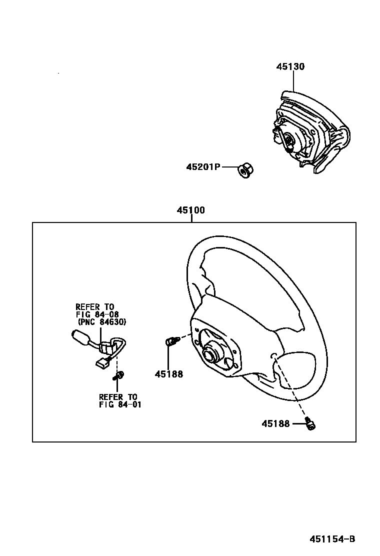 Toyota RAV4 Steering Wheel EPC diagram — 451154B