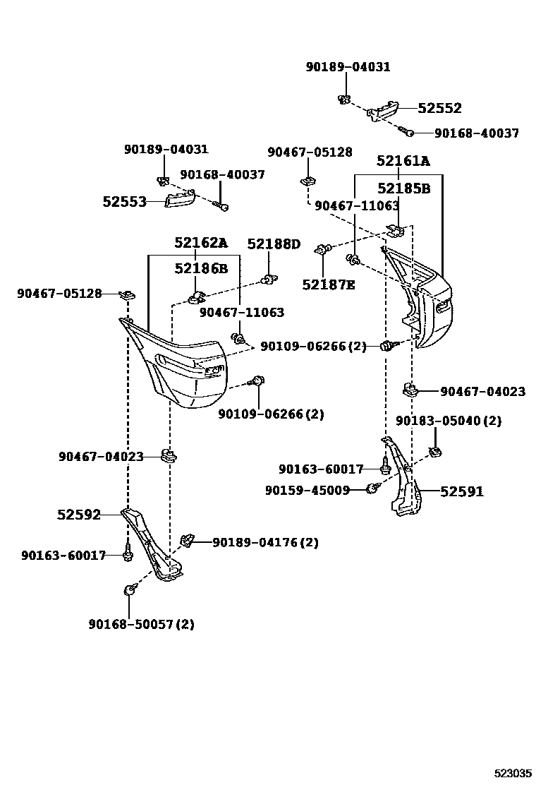Toyota RAV4 后保险杠及附件 EPC diagram — 523035