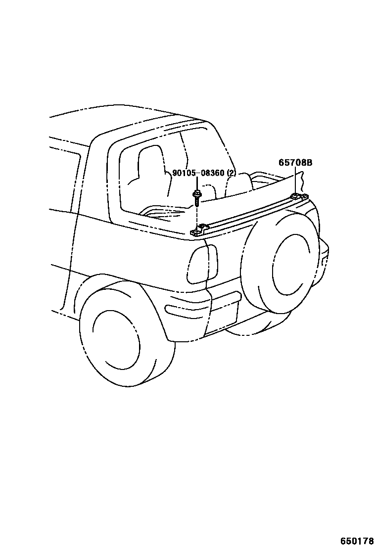Toyota RAV4 后车身防护架和背门 EPC diagram — 650178