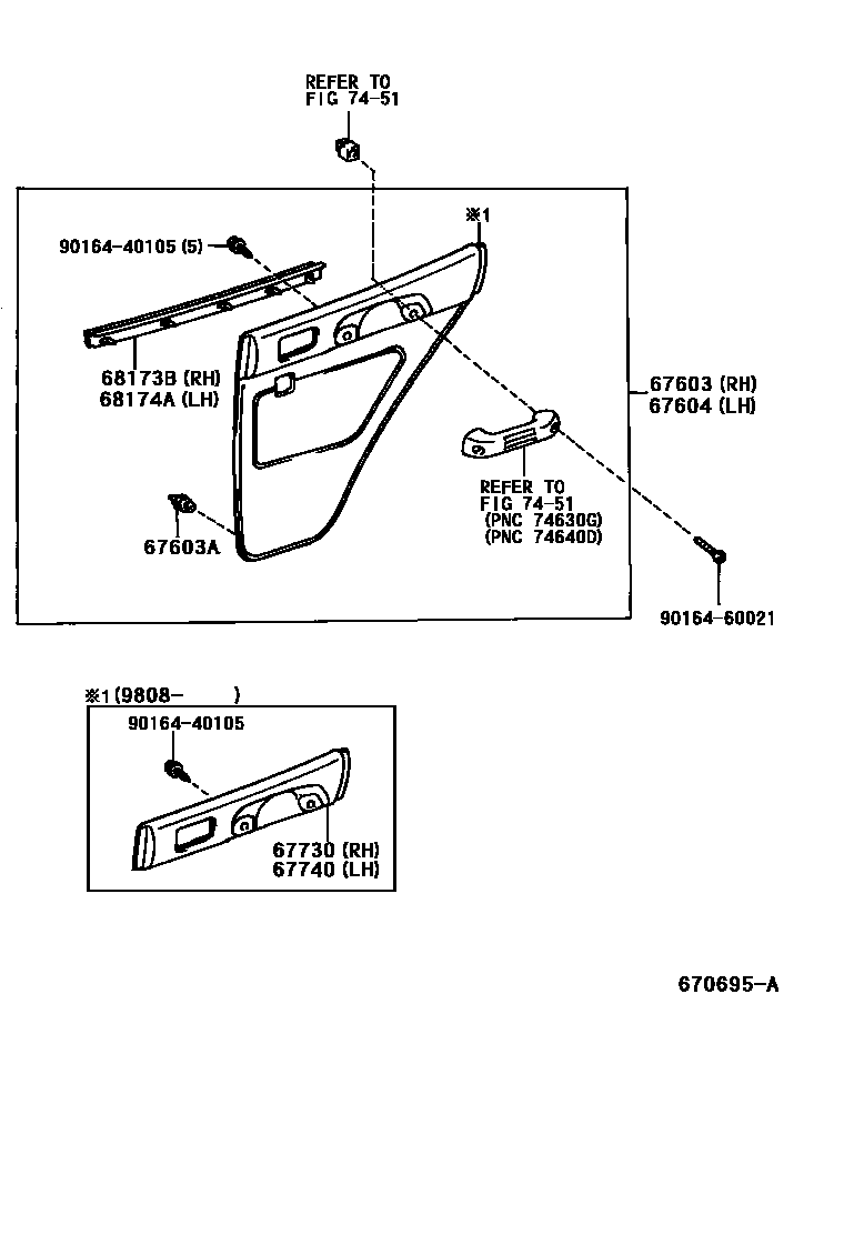 Toyota RAV4 后门板和后门玻璃 EPC diagram — 670695A