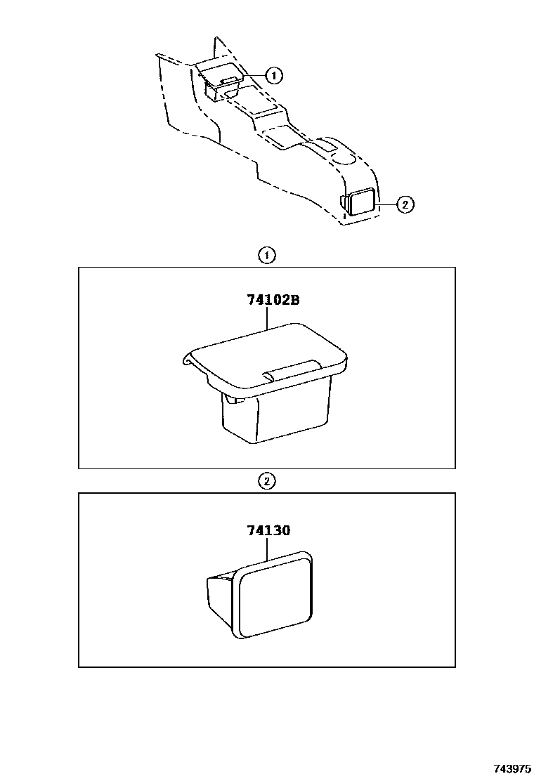 Toyota RAV4 烟灰盒 EPC diagram — 743975