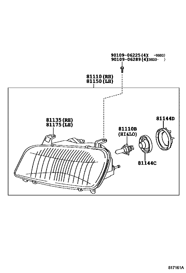 Toyota RAV4 Headlamp EPC diagram — 817161A
