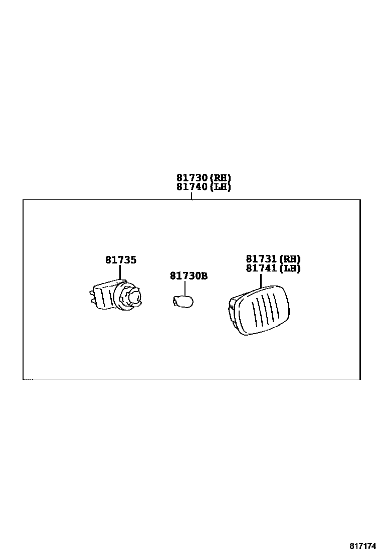 Toyota RAV4 Side Turn Signal & Outer Mirror Lamp EPC diagram — 817174