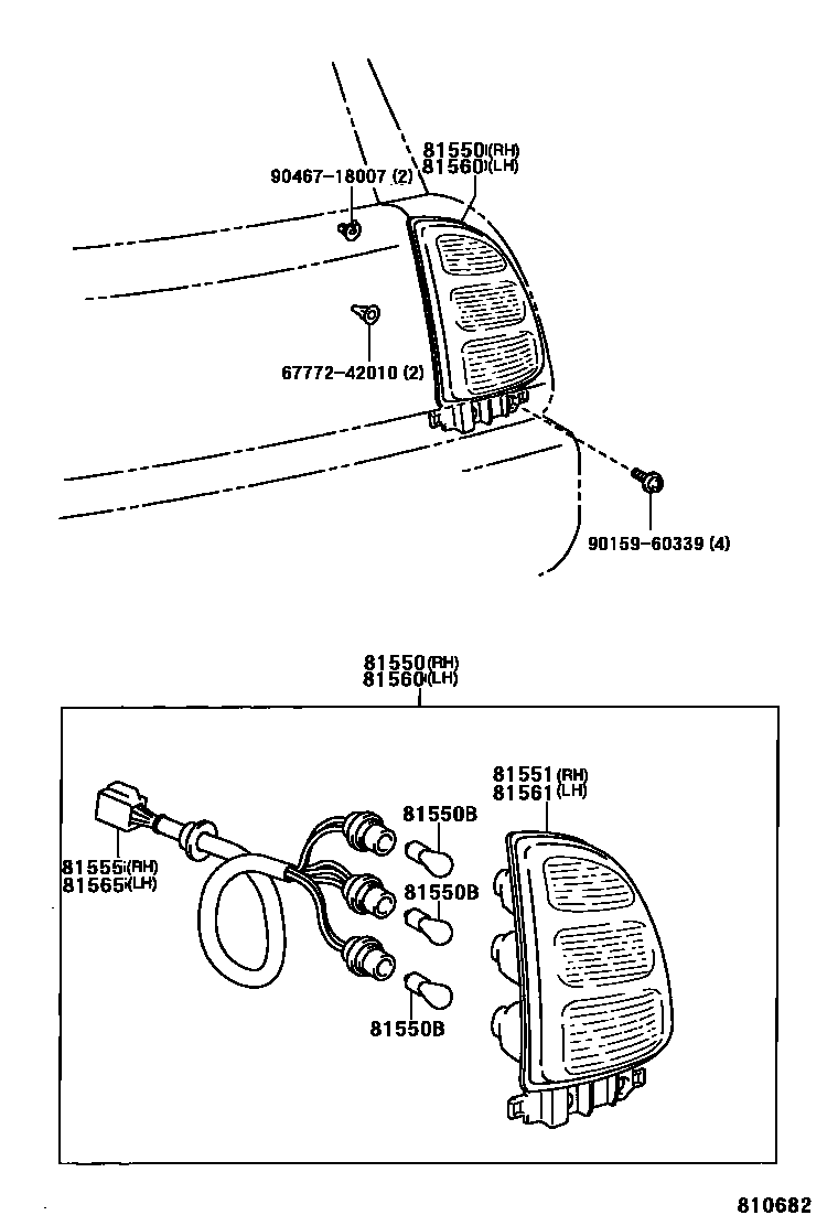 Toyota RAV4 后组合灯 EPC diagram — 810682