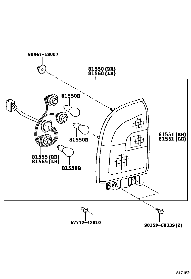 Toyota RAV4 后组合灯 EPC diagram — 817162