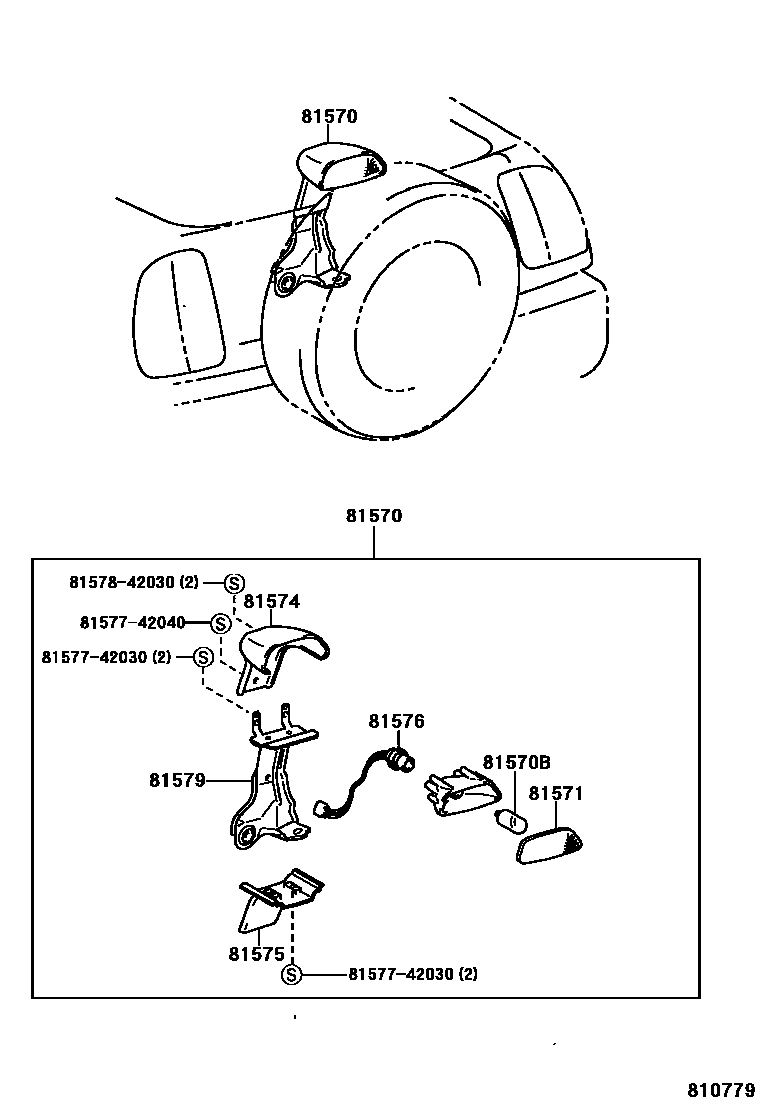 Toyota RAV4 高位刹车灯 EPC diagram — 810779