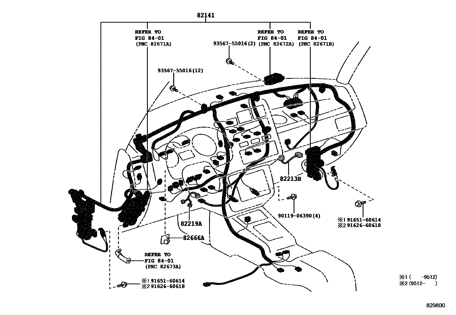 Toyota RAV4 线束和卡夹 EPC diagram — 829800