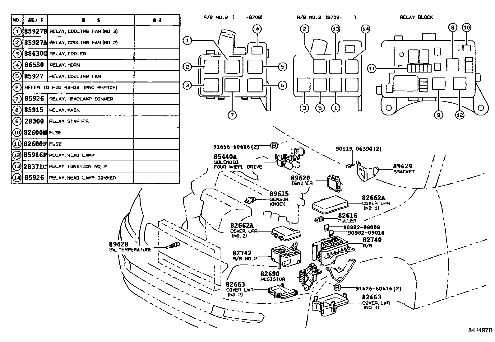 Toyota RAV4 开关和继电器和ECU EPC diagram — 841497B