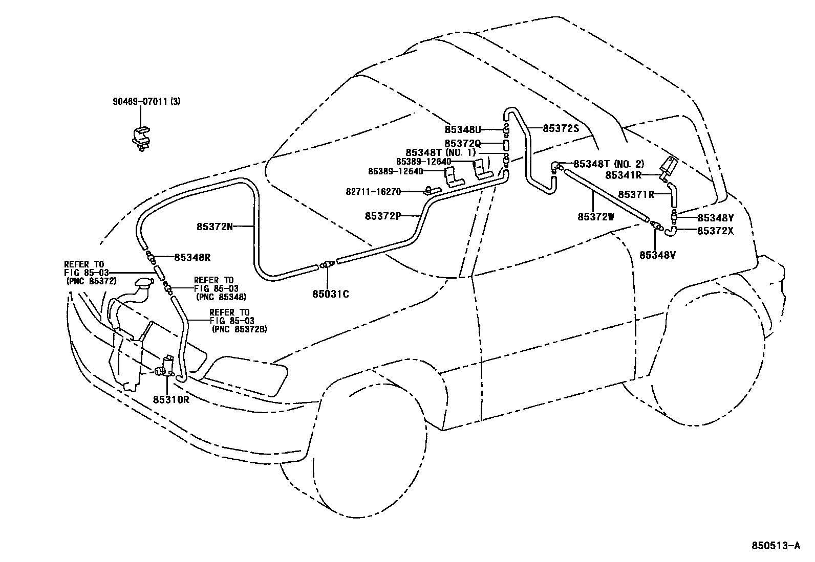 Toyota RAV4 后清洗器 EPC diagram — 850513A