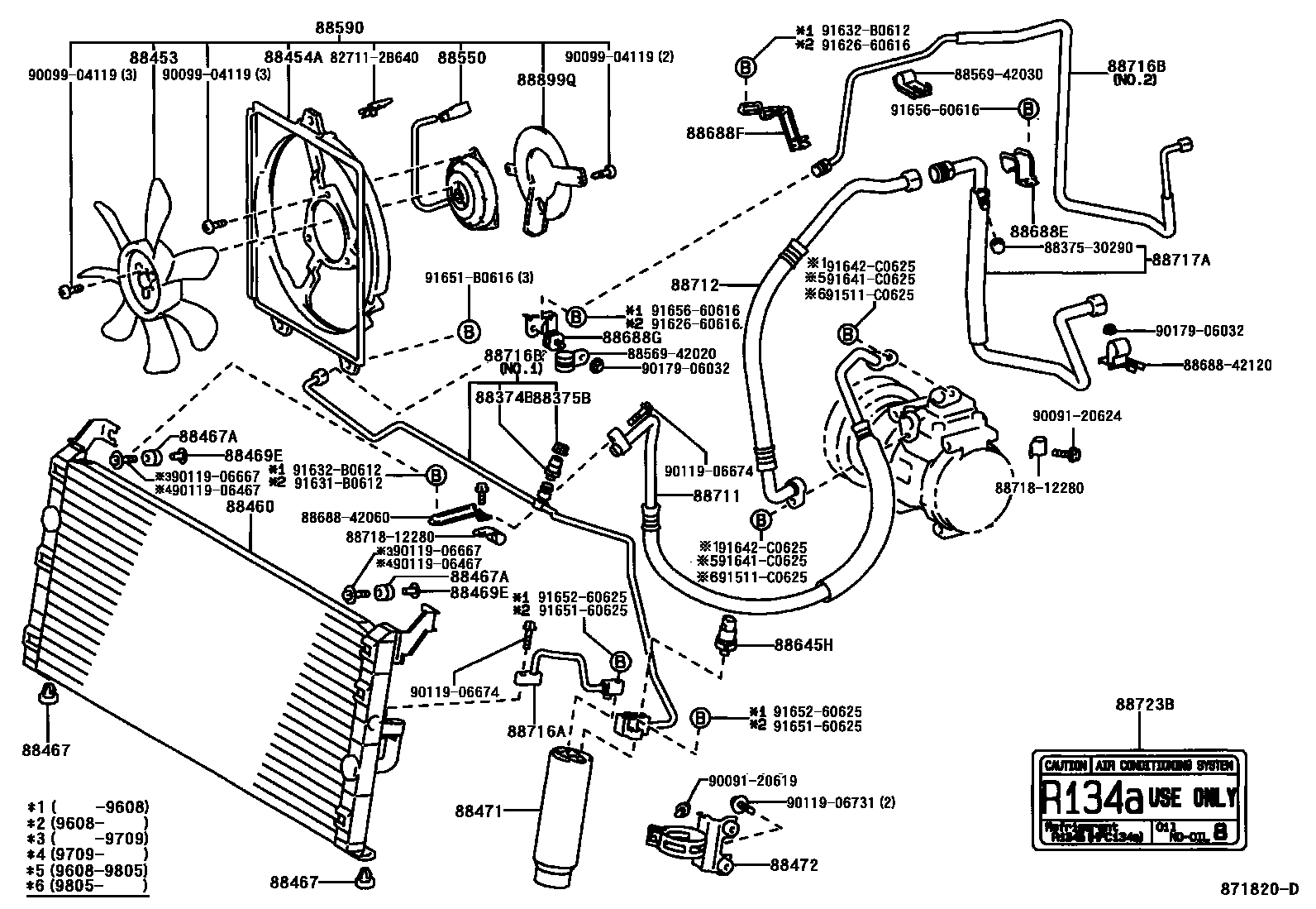 Toyota RAV4 Heating & Air Conditioning - Cooler Piping EPC diagram — 871820D