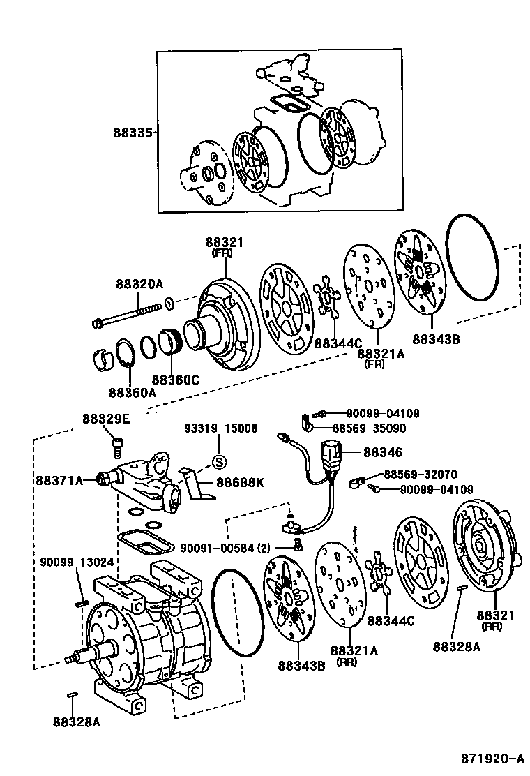 Toyota RAV4 Heating & Air Conditioning - Compressor EPC diagram — 871920A