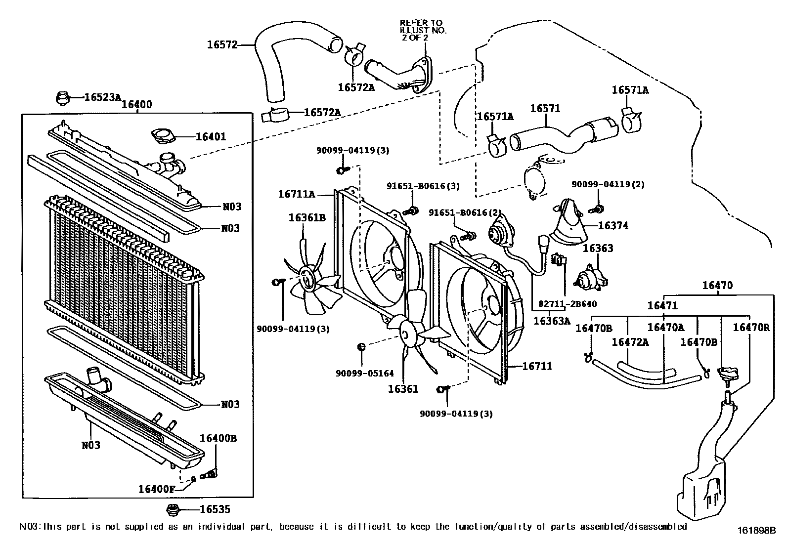 Toyota RAV4 RADIATOR & WATER OUTLET EPC diagram — 161898B