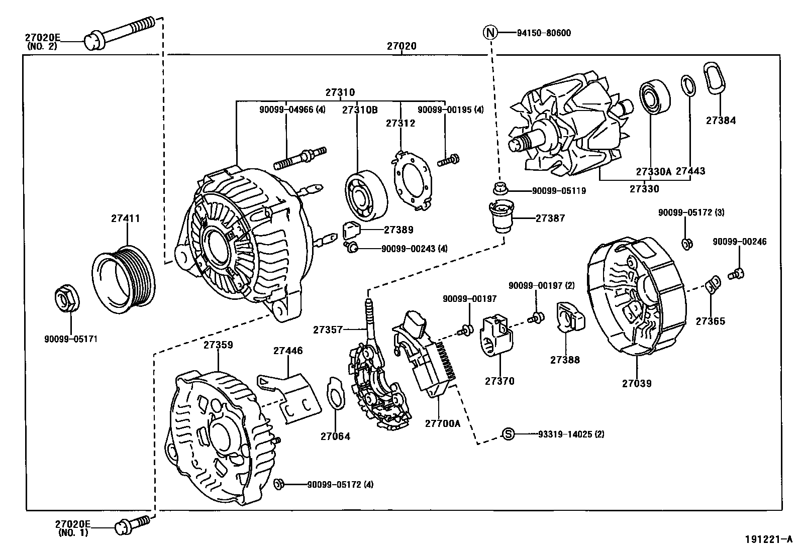 Toyota RAV4 Alternator EPC diagram — 191221A