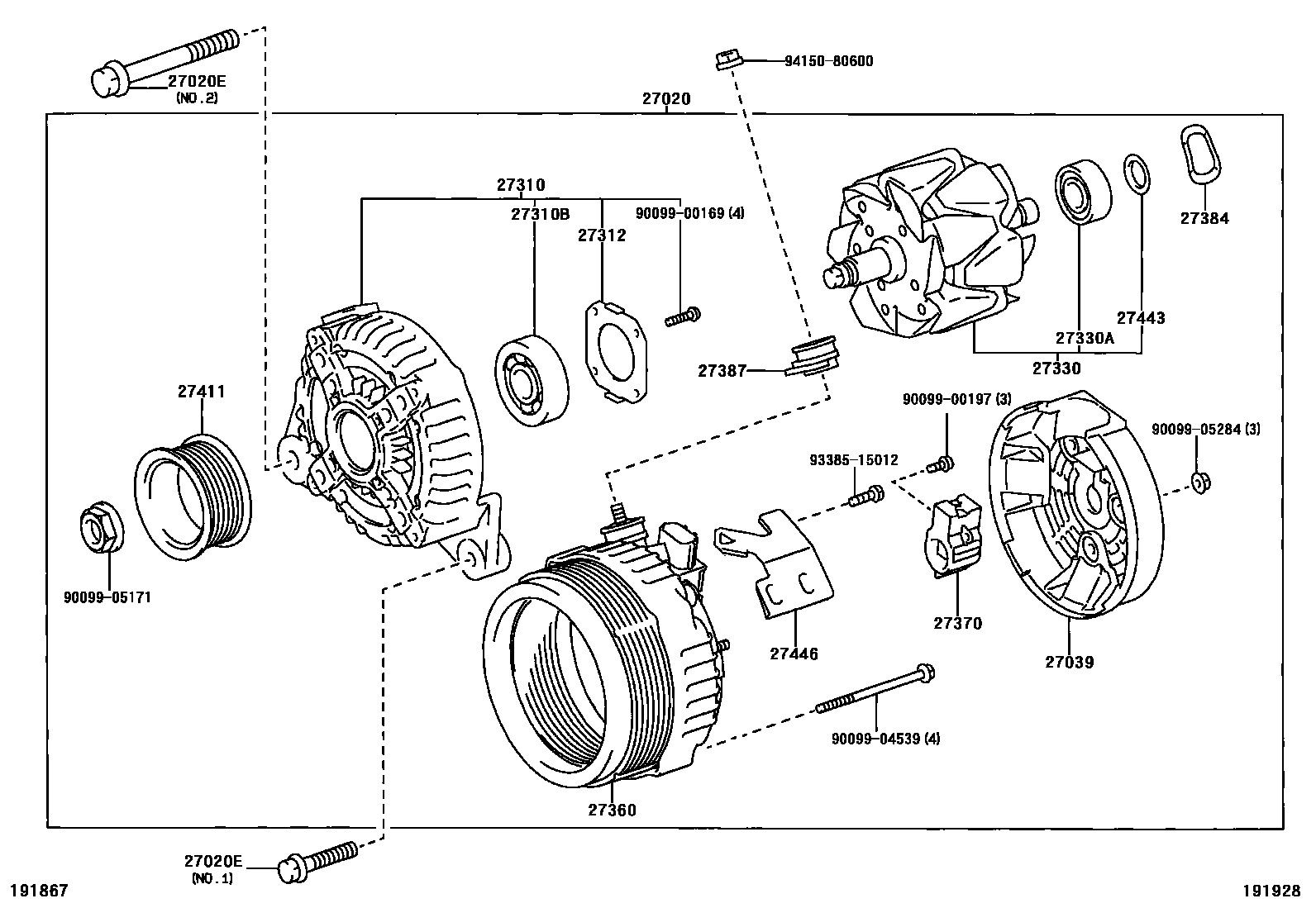 Toyota RAV4 Alternator EPC diagram — 191928