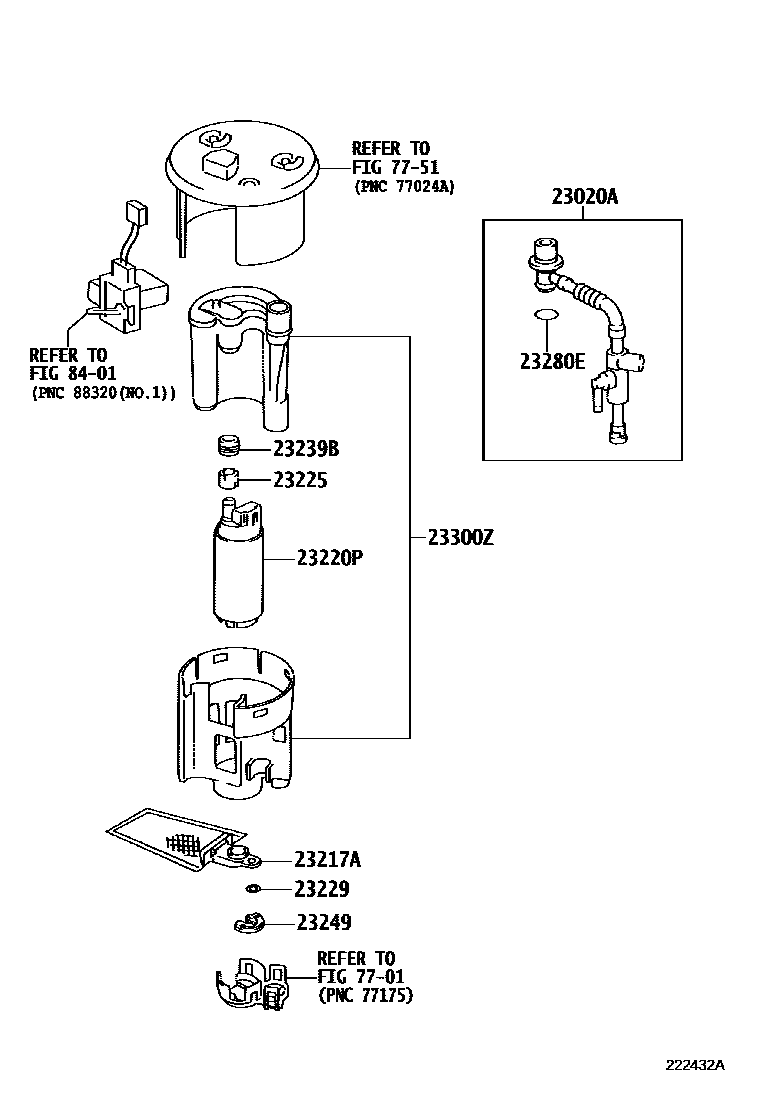 Toyota RAV4 燃油喷射系统 EPC diagram — 222432A