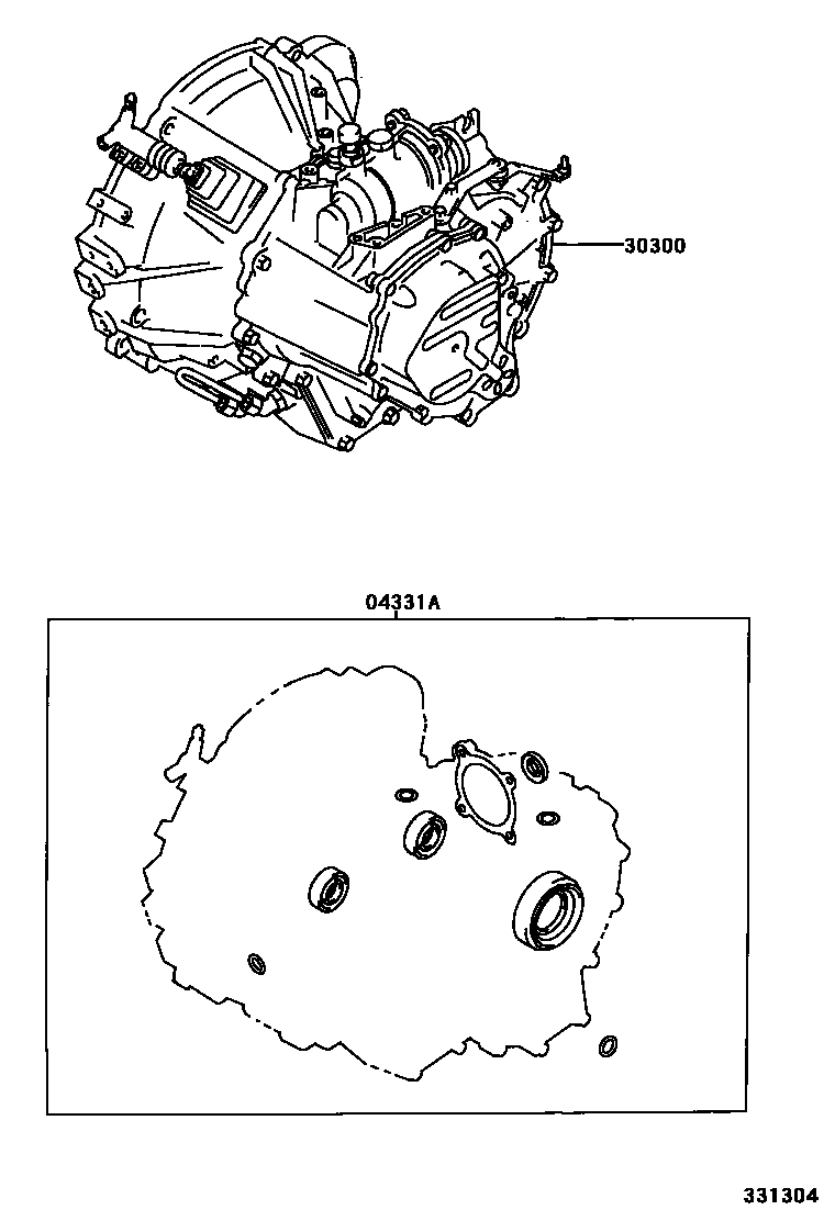 Toyota RAV4 传动桥或变速器总成和衬垫组件(MTM) EPC diagram — 331304