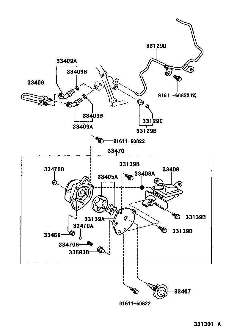 Toyota RAV4 油泵、油冷却器和配管(MTM) EPC diagram — 331301A