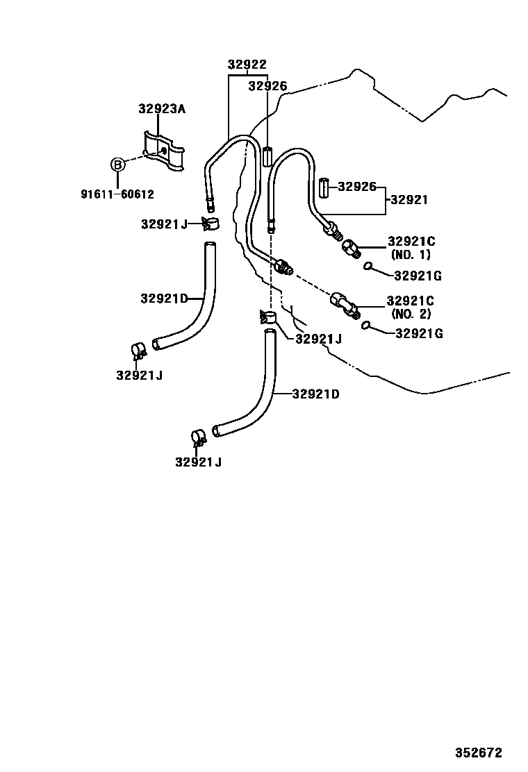 Toyota RAV4 变速器油冷却器和配管(ATM) EPC diagram — 352672
