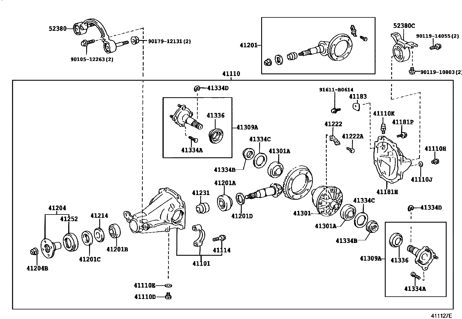 Toyota RAV4 后桥壳和差速器 EPC diagram — 411127E