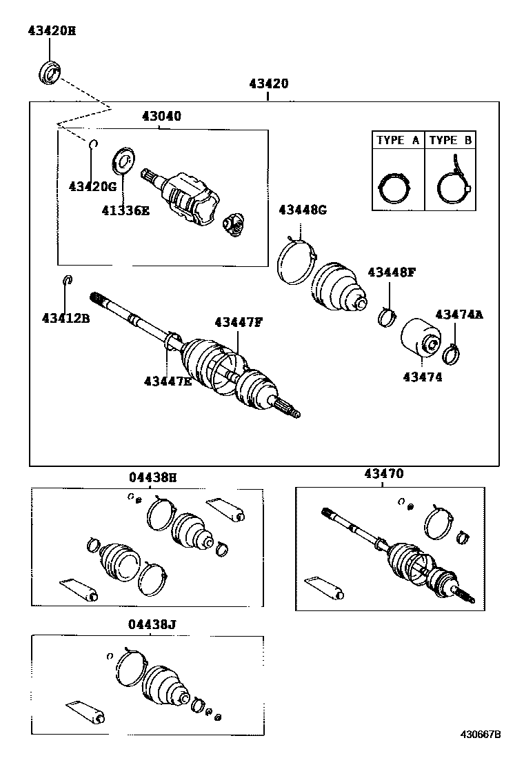 Toyota RAV4 Front Drive Shaft EPC diagram — 430667B