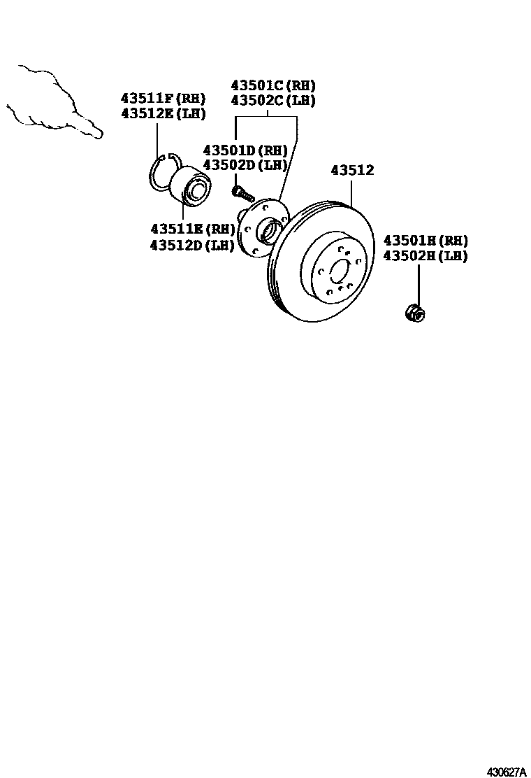 Toyota RAV4 Front Axle Hub EPC diagram — 430627A
