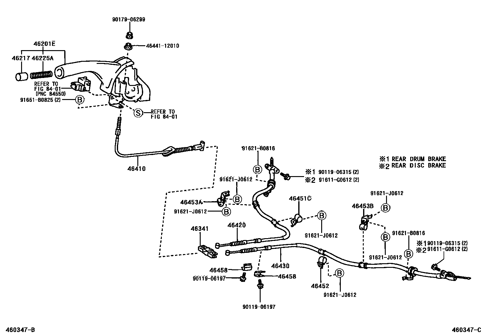 Toyota RAV4 Parking Brake & Cable EPC diagram — 460347C