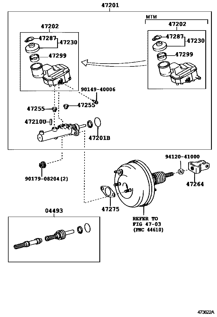 Toyota RAV4 制动总泵 EPC diagram — 473622A