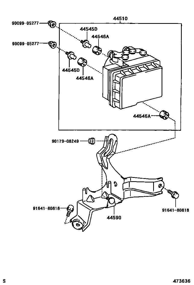 Toyota RAV4 制动配管和卡箍 EPC diagram — 473636