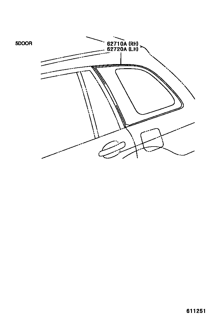 Toyota RAV4 侧窗 EPC diagram — 611251