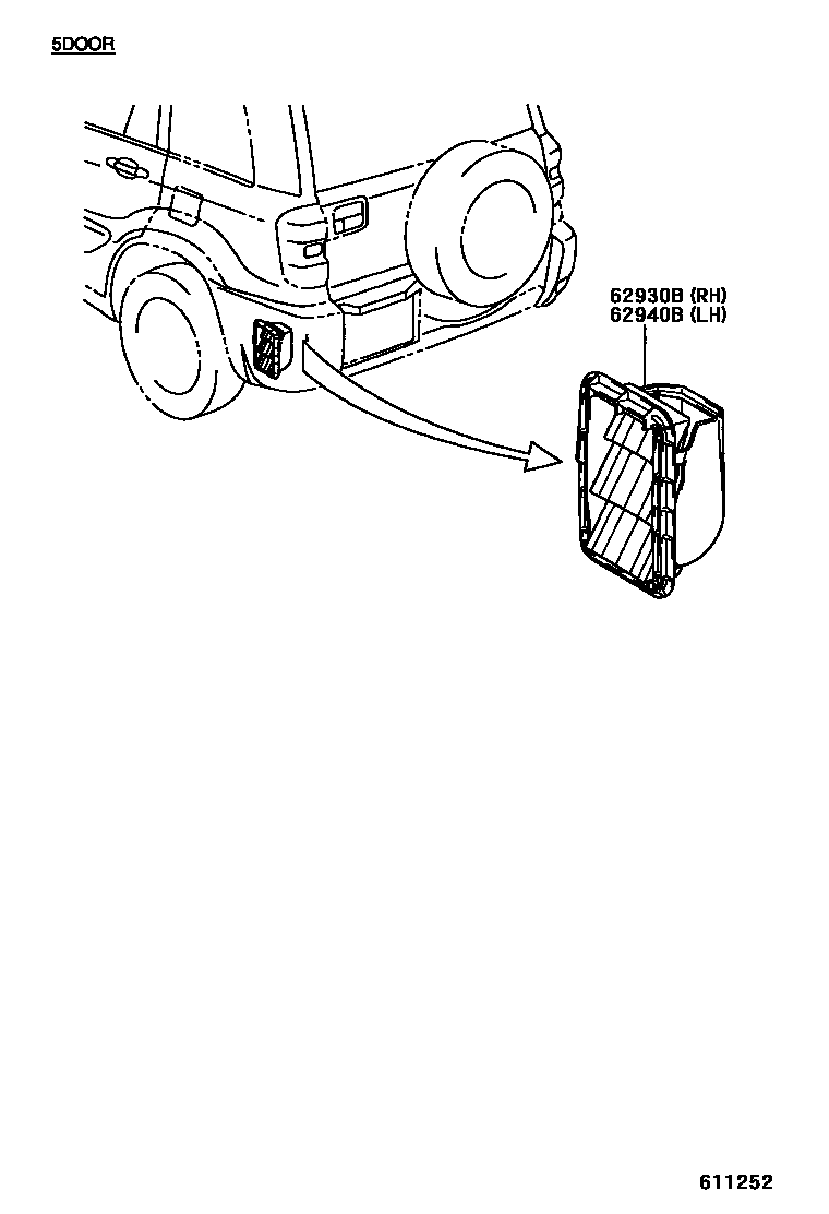 Toyota RAV4 后通风装置和车顶通风装置 EPC diagram — 611252