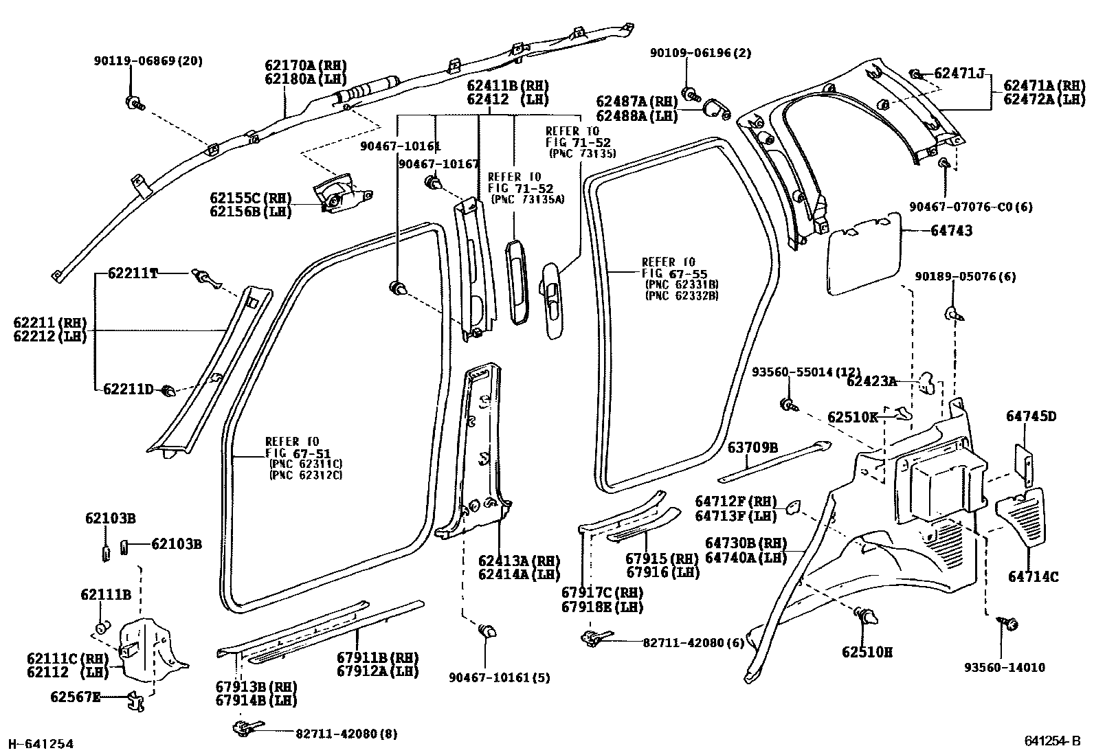 Toyota RAV4 车内装饰板 EPC diagram — 641254B