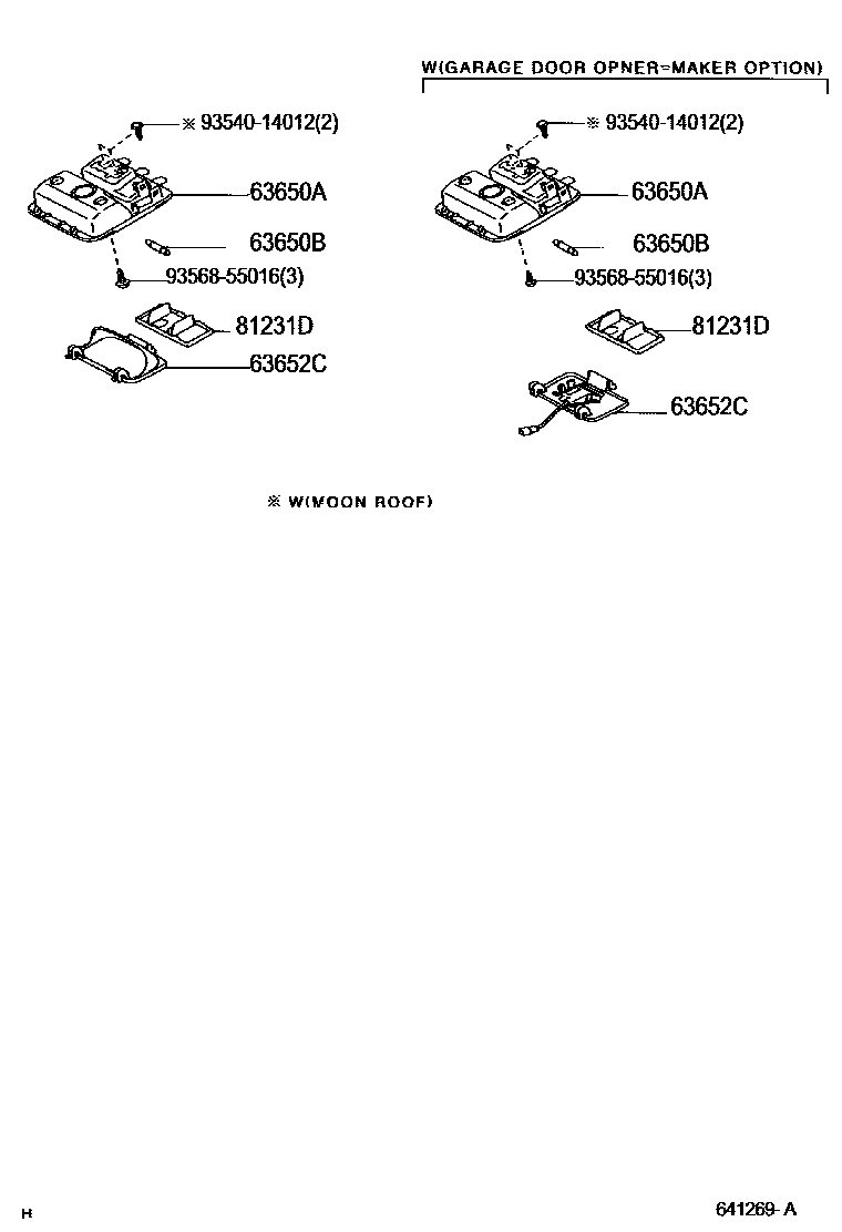 Toyota RAV4 车顶内衬和消声垫 EPC diagram — 641269A