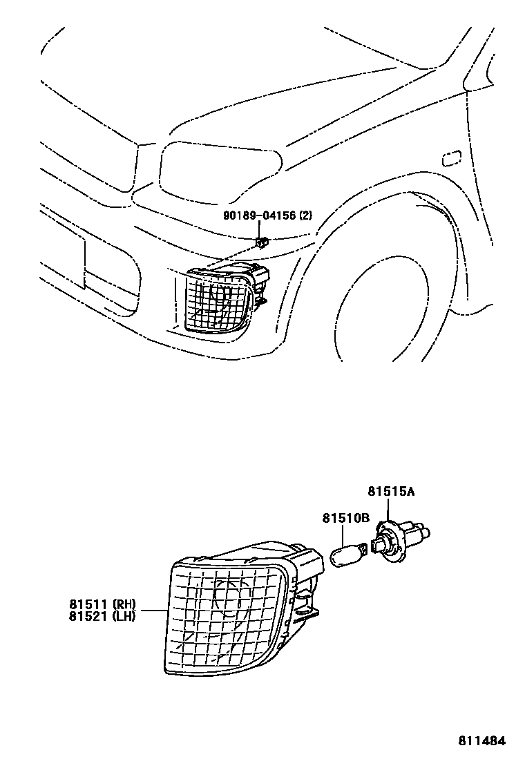 Toyota RAV4 前转向灯 EPC diagram — 811484
