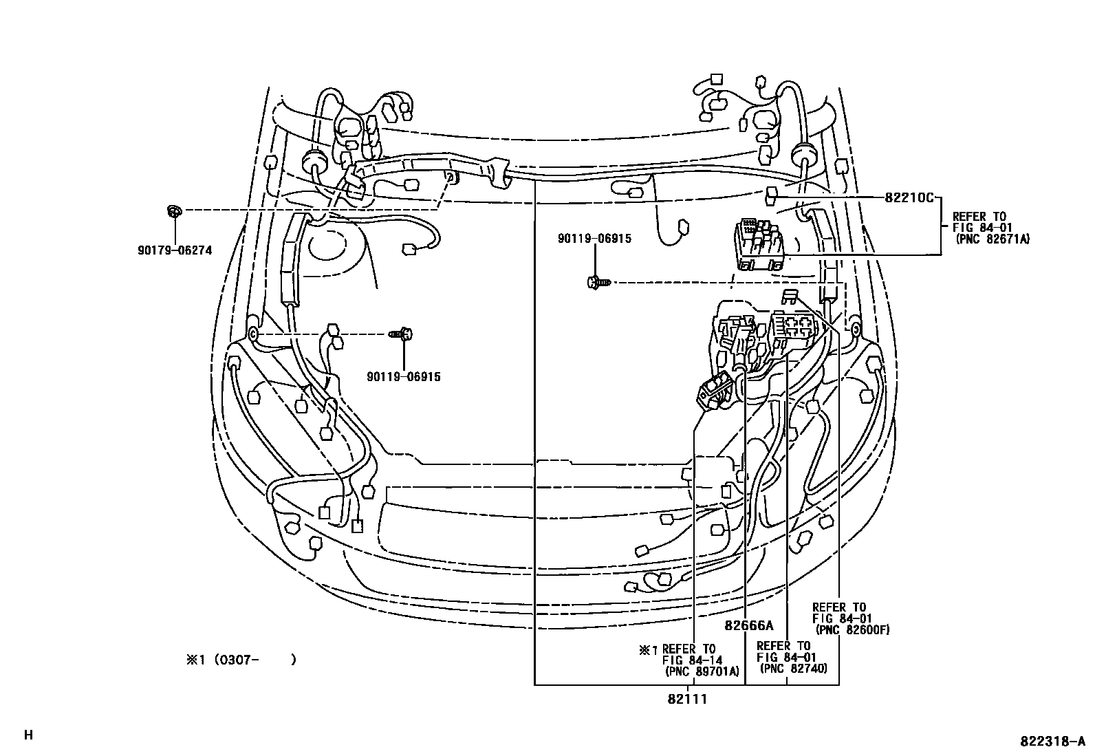 Toyota RAV4 线束和卡夹 EPC diagram — 822318A