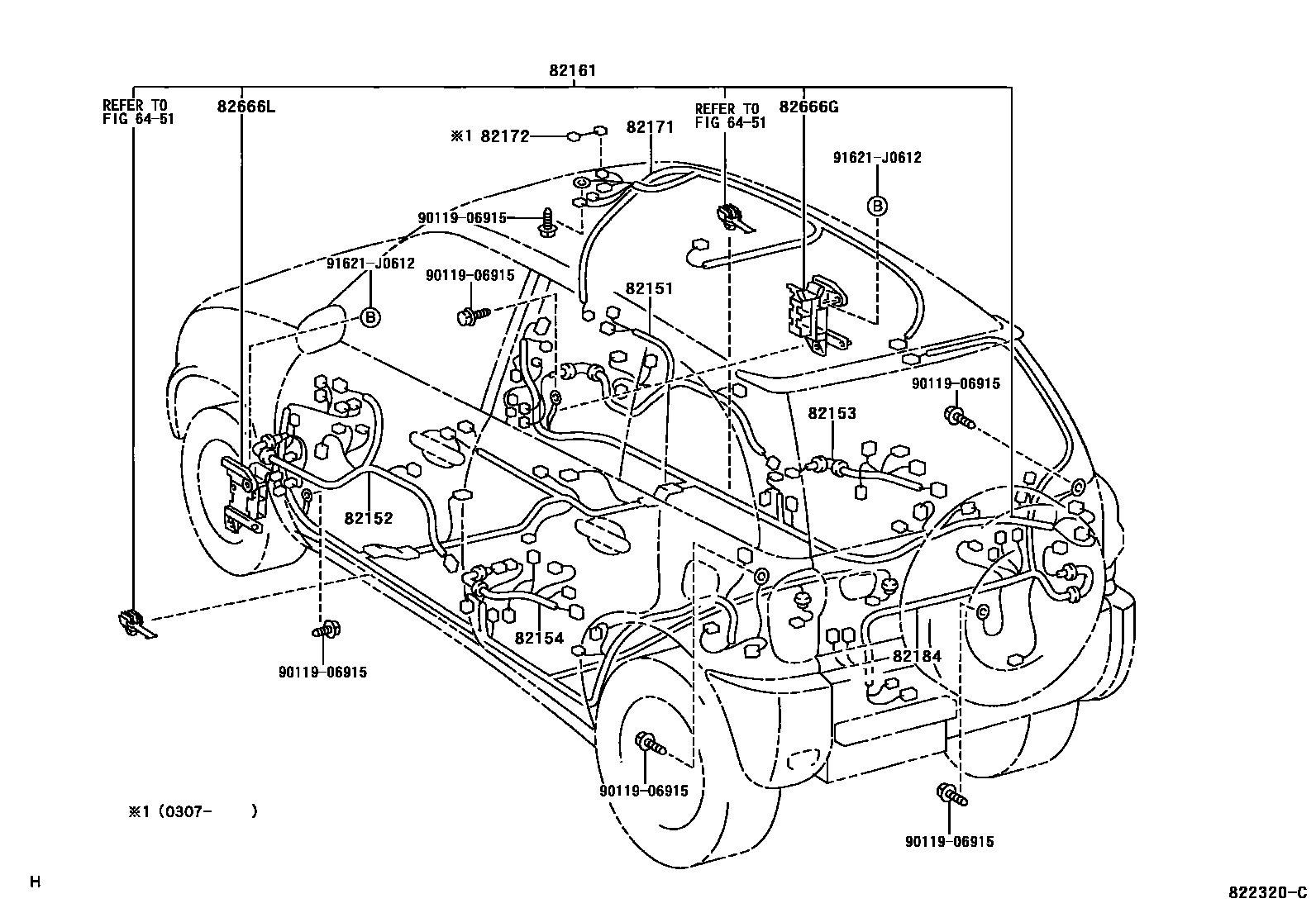Toyota RAV4 线束和卡夹 EPC diagram — 822320C