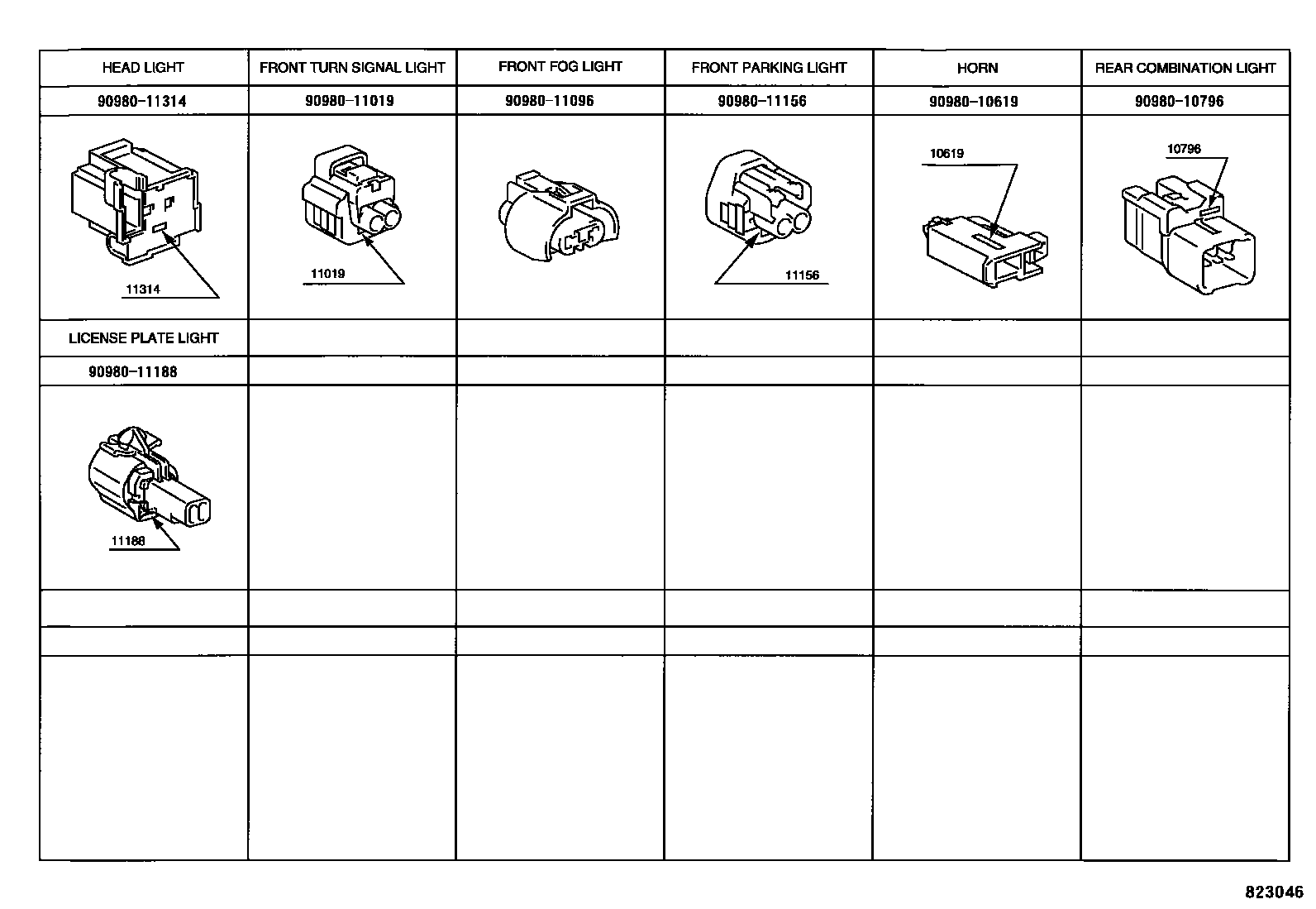 Toyota RAV4 线束和卡夹 EPC diagram — 823046