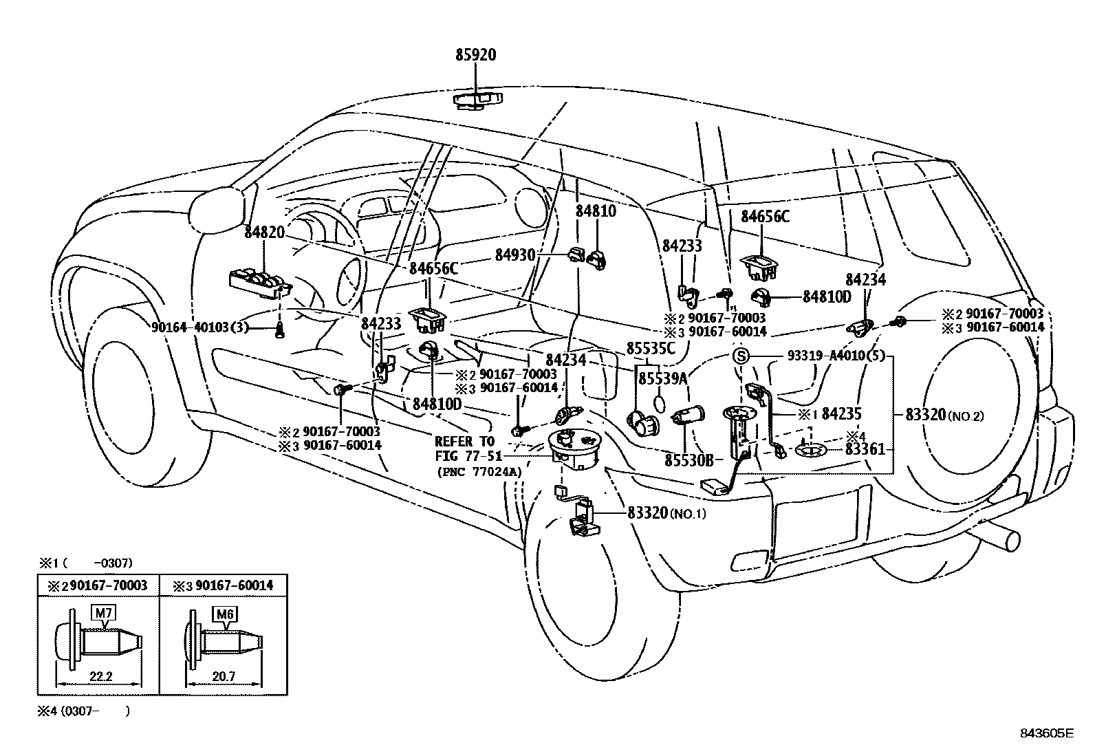 Toyota RAV4 开关和继电器和ECU EPC diagram — 843605E