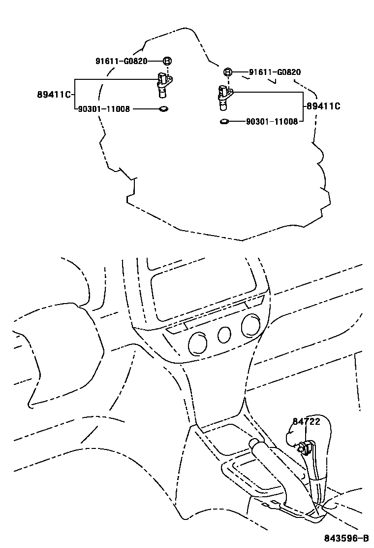 Toyota RAV4 超速档和电子控制变速器 EPC diagram — 843596B