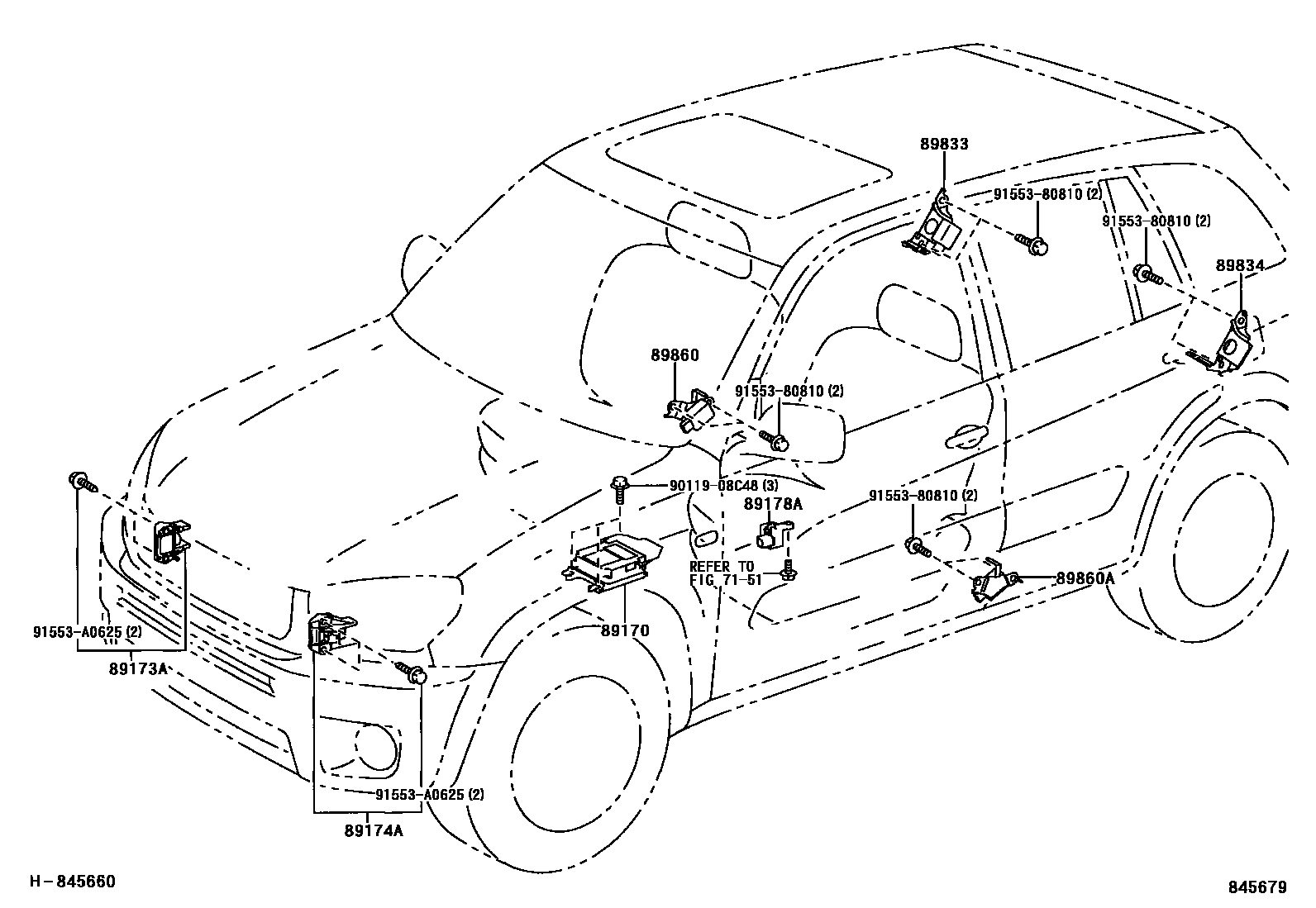 Toyota RAV4 空气囊 EPC diagram — 845679