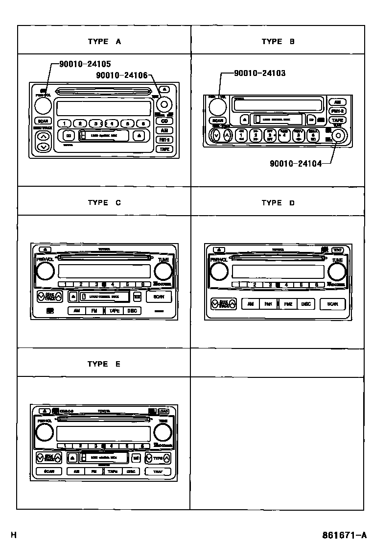 Toyota RAV4 收音机、放大器和冷凝器 EPC diagram — 861671A