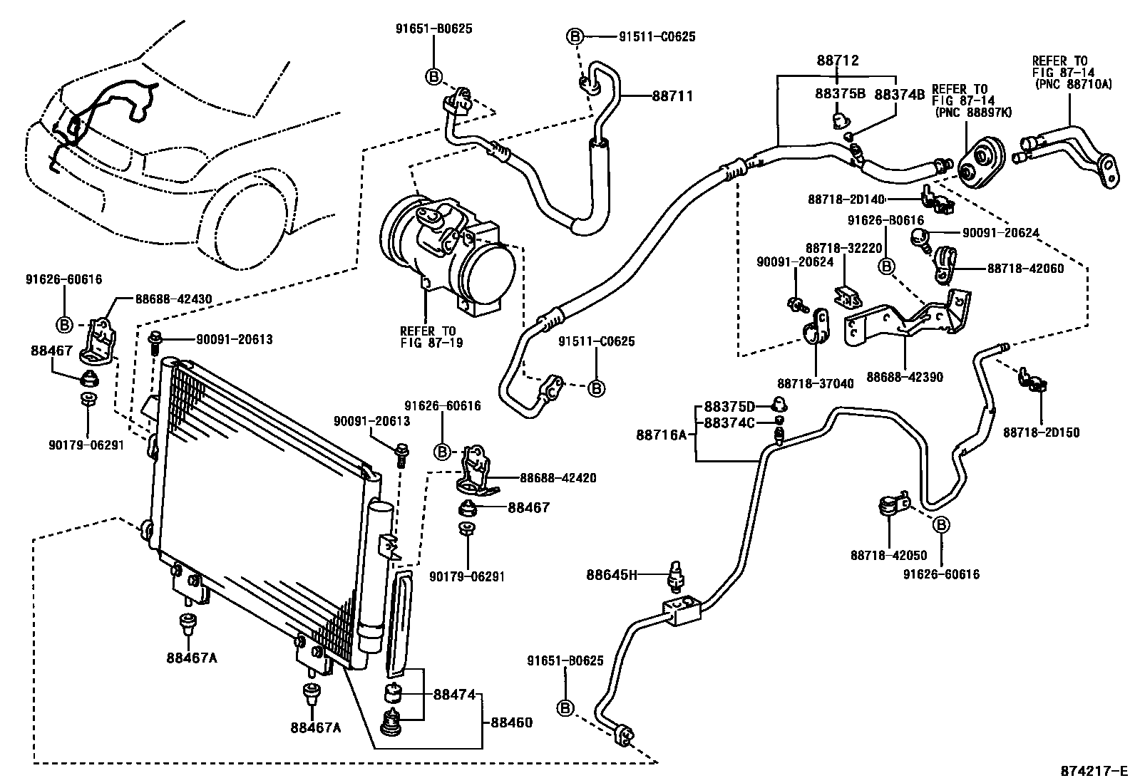 Toyota RAV4 Heating & Air Conditioning - Cooler Piping EPC diagram — 874217E