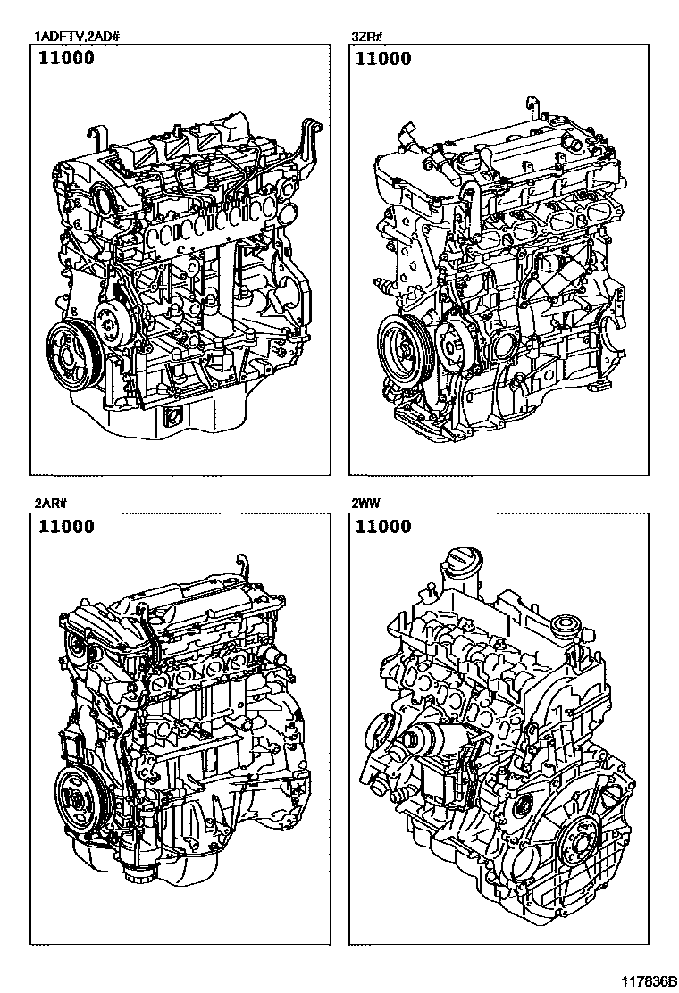 Toyota RAV4 Partial Engine Assembly EPC diagram — 117836B