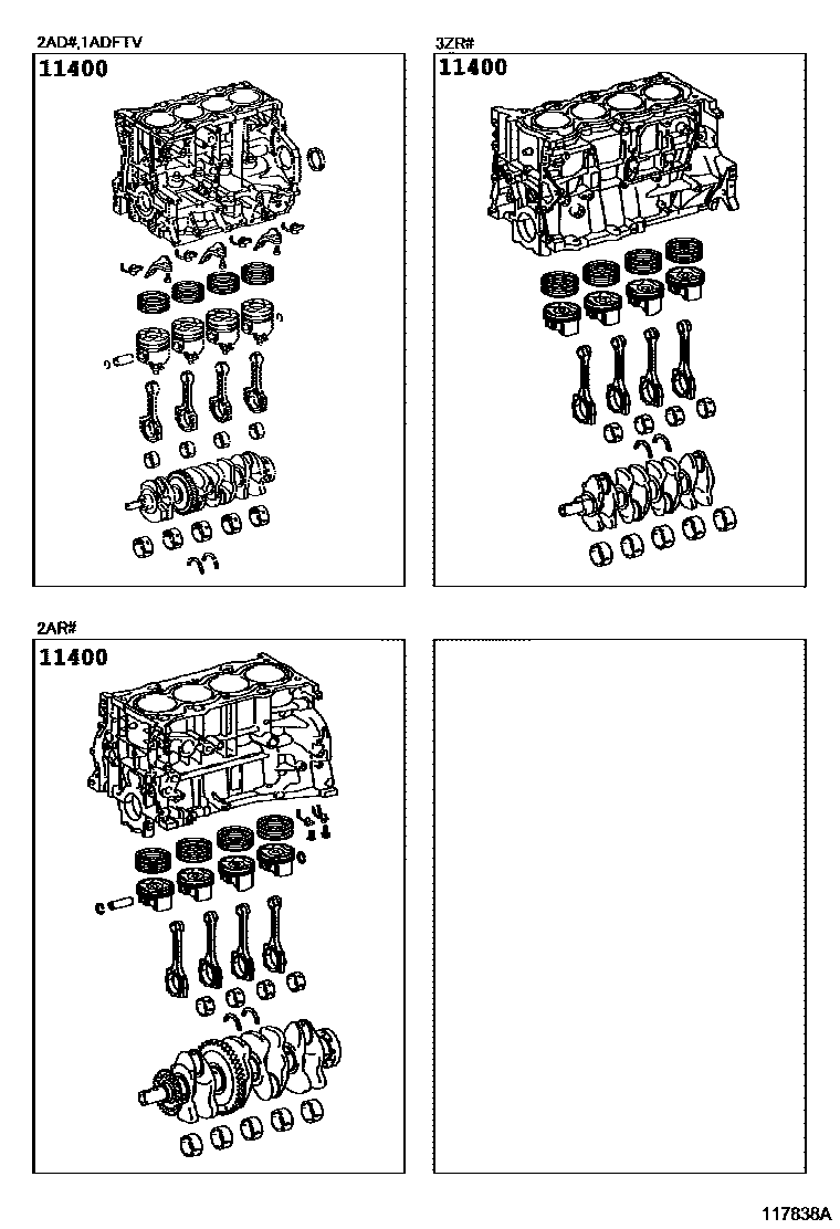 Toyota RAV4 Short Block Assembly EPC diagram — 117838A