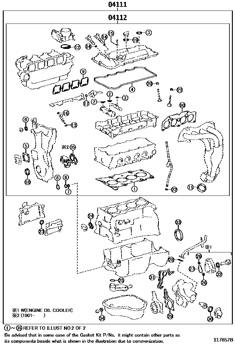 Toyota RAV4 Engine Overhaul Gasket Kit EPC diagram — 117857B