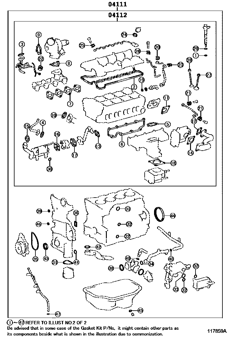 Toyota RAV4 Engine Overhaul Gasket Kit EPC diagram — 117859A