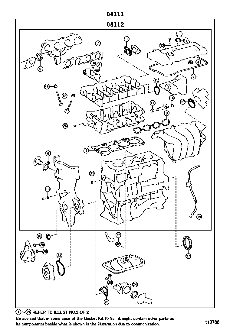 Toyota RAV4 Engine Overhaul Gasket Kit EPC diagram — 119788