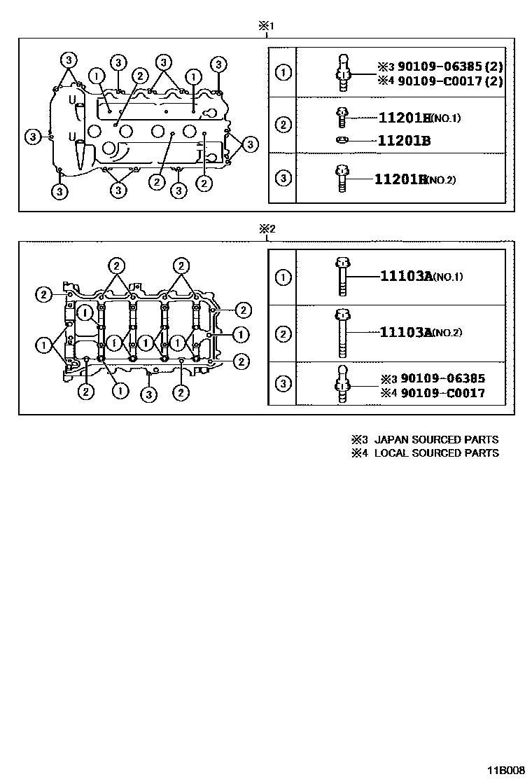 Toyota RAV4 Cylinder Head EPC diagram — 11B008
