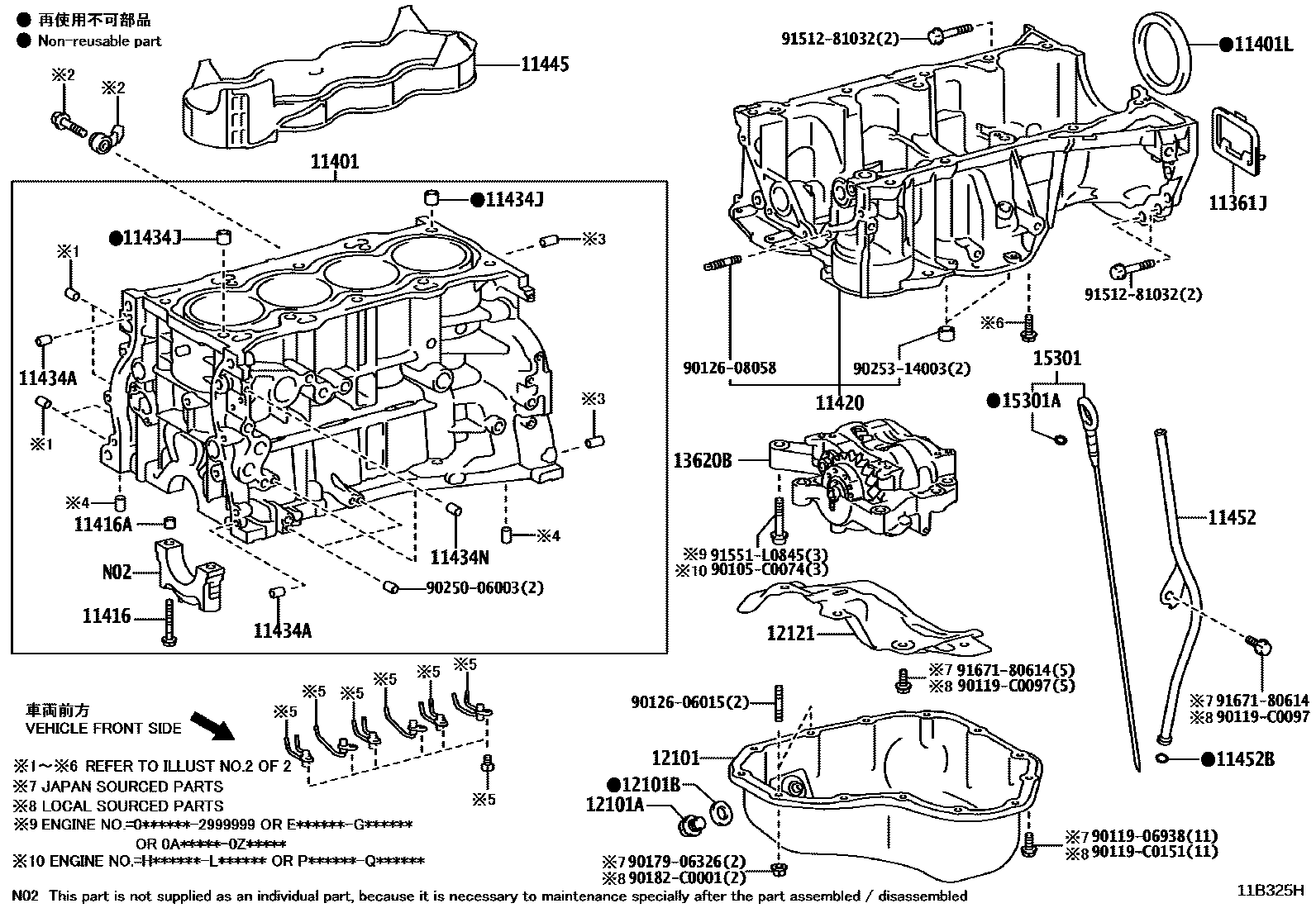 Toyota RAV4 Cylinder Block EPC diagram — 11B325H